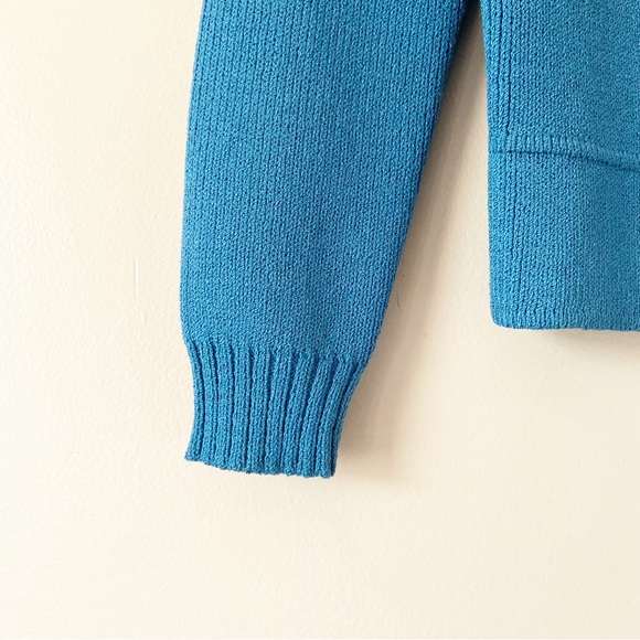 St John•DAMAGED blue knit button up cardigan blouse - Picture 2 of 12